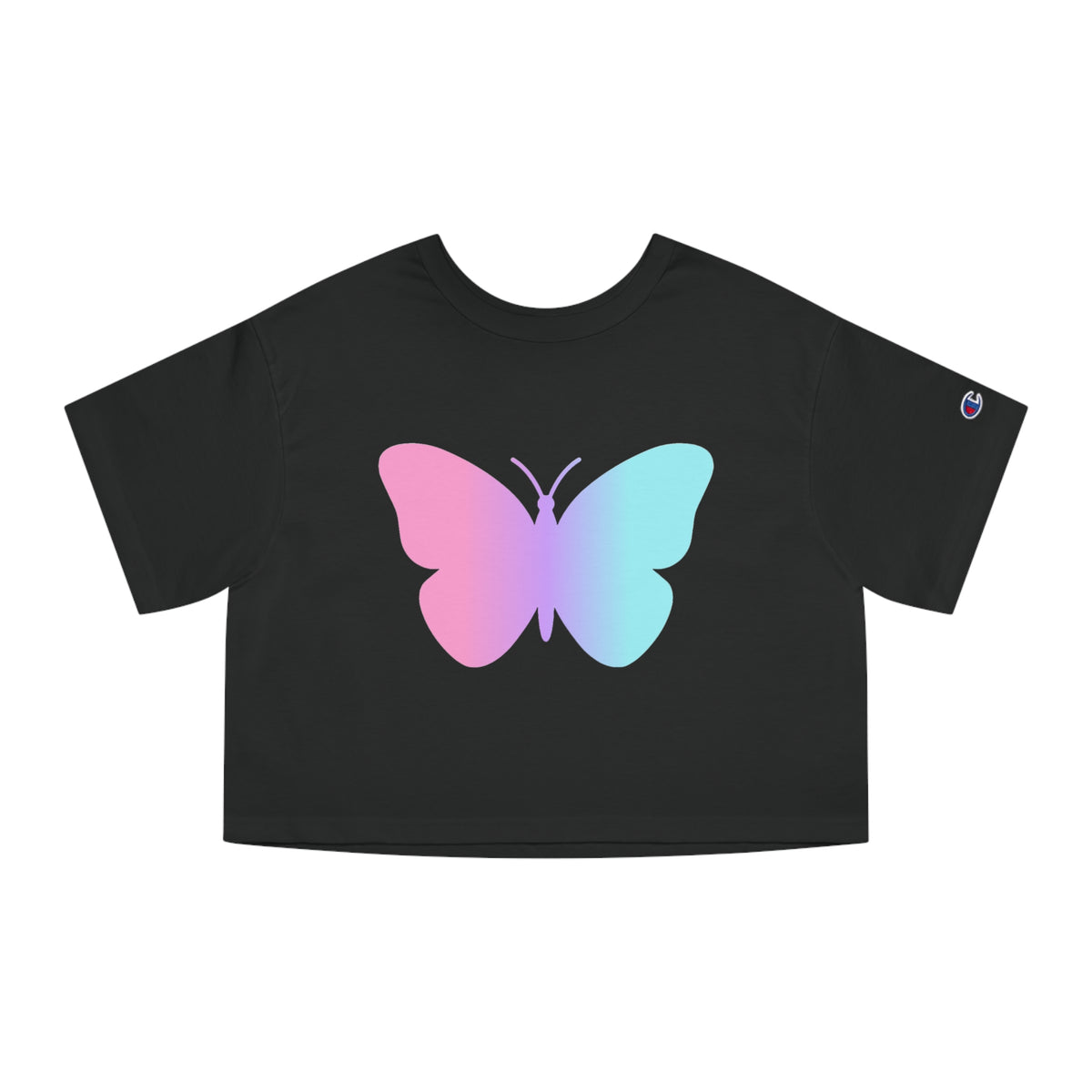 Three Colors Butterfly Cropped T-Shirt