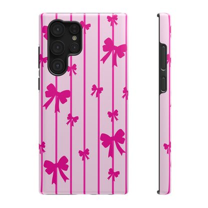 Pink Bow Samsung Case - Impact-Resistant Phone Cover